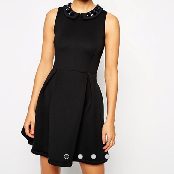 ASOS PREMIUM Black Embellished Collar Dress - Picture 4 of 4